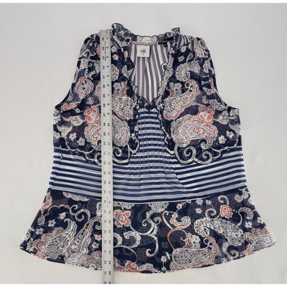 CAbi Women’s Sheer Chiffon Red White Blue Lightweight Tank Top Sz XS # 5349 - Picture 8 of 9